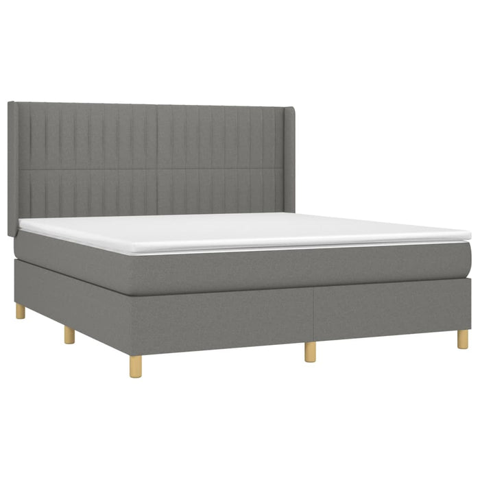 Letto a Molle Materasso e LED Grigio Scuro 180x200cm in Tessuto 3139054