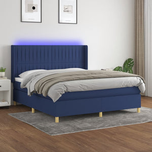 Letto a Molle con Materasso e LED Blu 180x200 cm in Tessuto 3139059