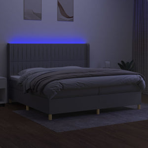 Letto a Molle Materasso e LED Grigio Chiaro 200x200 cm Tessuto cod mxl 55364