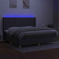 Letto a Molle Materasso e LED Grigio Scuro 200x200cm in Tessuto cod mxl 34101