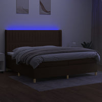 Letto a Molle Materasso e LED Marronescuro 200x200cm in Tessuto cod mxl 54793