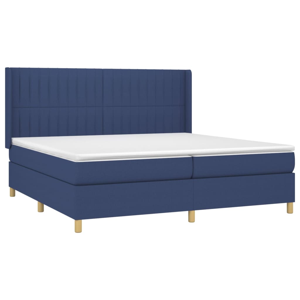 Letto a Molle Materasso e LED Blu 200x200cm in Tessuto 3139067