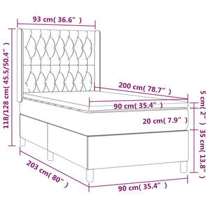 Letto a Molle Materasso e LED Marrone Scuro 90x200cm in Tessuto 3139088