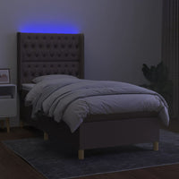 Letto a Molle con Materasso e LED Tortora 100x200cm in Tessutocod mxl 123327