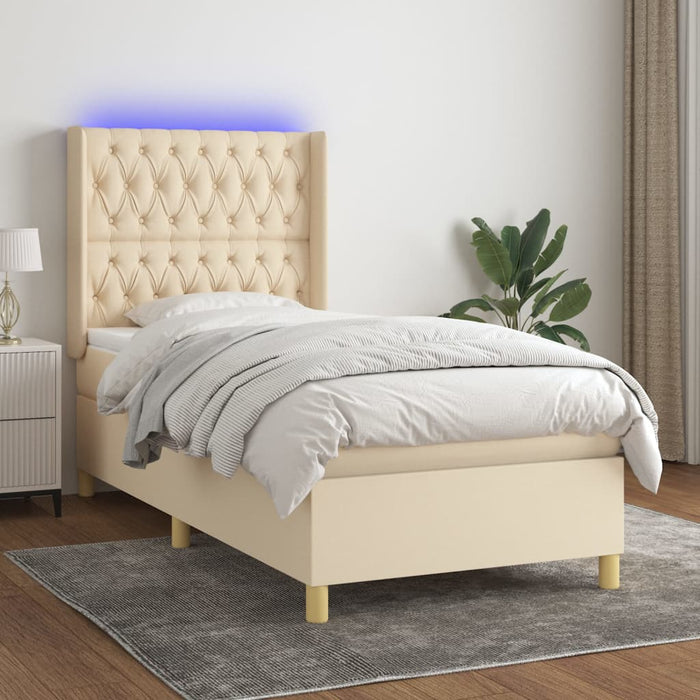 Letto a Molle con Materasso e LED Crema 100x200cm in Tessutocod mxl 75405