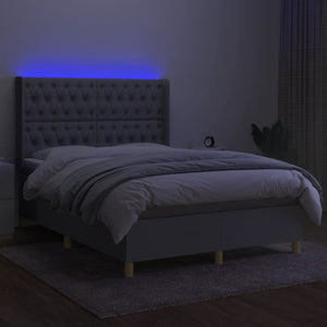 Letto a Molle Materasso e LED Grigio Chiaro 140x190 cm Tessutocod mxl 75403