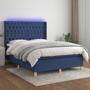 Letto a Molle con Materasso e LED Blu 140x200 cm in Tessutocod mxl 75398