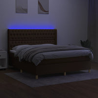 Letto a Molle Materasso e LED MarroneScuro 180x200cm in Tessuto 3139136