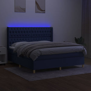 Letto a Molle con Materasso e LED Blu 180x200 cm in Tessuto 3139139