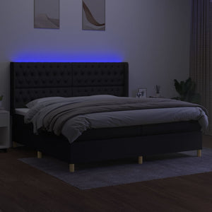 Letto a Molle Materasso e LED Nero 200x200cm in Tessuto cod mxl 60308