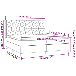 Letto a Molle Materasso e LED Nero 200x200cm in Tessuto cod mxl 60308