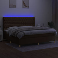 Letto a Molle Materasso e LED Marronescuro 200x200cm in Tessuto 3139144