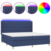 Letto a Molle Materasso e LED Blu 200x200cm in Tessuto cod mxl 62295