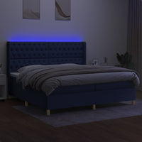 Letto a Molle Materasso e LED Blu 200x200cm in Tessuto cod mxl 62295