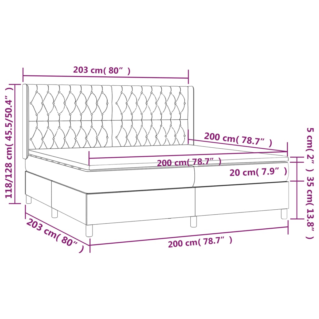 Letto a Molle Materasso e LED Blu 200x200cm in Tessuto cod mxl 62295