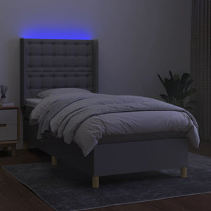 Letto a Molle Materasso e LED Grigio Chiaro 80x200 cm Tessuto cod mxl 63200