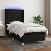 Letto a Molle con Materasso e LED Nero 80x200 cm in Tessuto cod mxl 57405