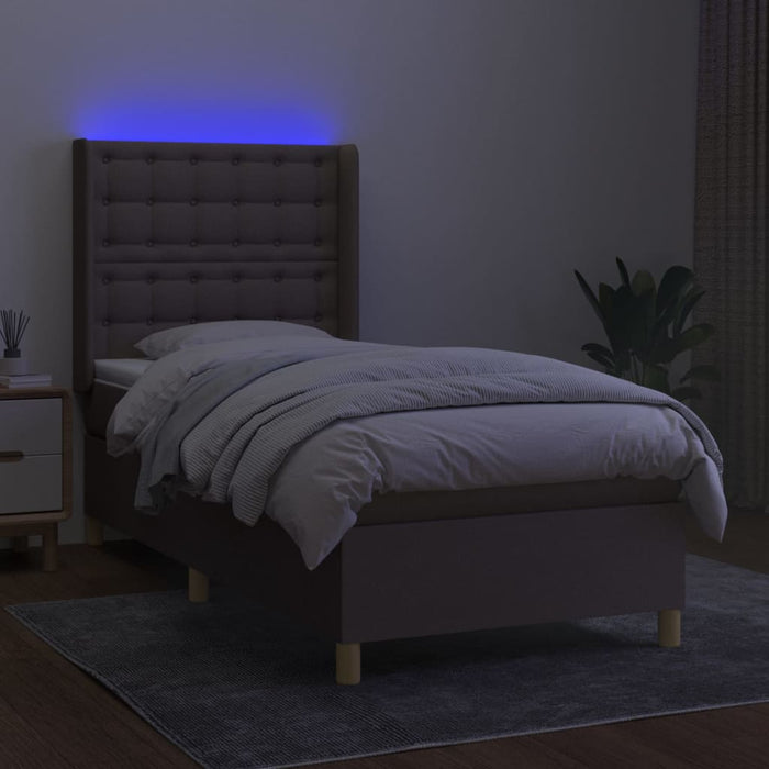 Letto a Molle con Materasso e LED Tortora 80x200 cm in Tessuto cod mxl 62702