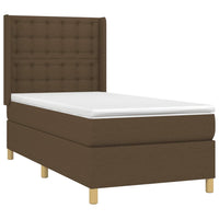 Letto a Molle Materasso e LED Marrone Scuro 90x190cm in Tessuto cod mxl 64965