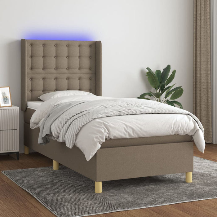 Letto a Molle con Materasso e LED Tortora 90x190 cm in Tessutocod mxl 75404