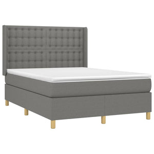 Letto a Molle Materasso e LED Grigio Scuro 140x190cm in Tessuto 3139190