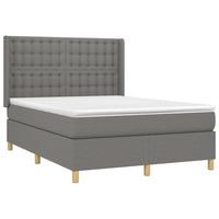 Letto a Molle Materasso e LED Grigio Scuro 140x200cm in Tessuto 3139198