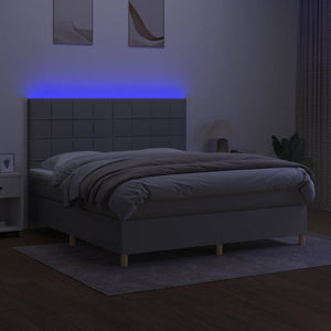 Letto a Molle Materasso e LED Grigio Chiaro 160x200 cm Tessuto cod mxl 57909