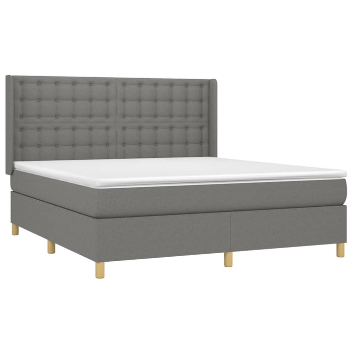 Letto a Molle Materasso e LED Grigio Scuro 160x200cm in Tessuto cod mxl 63449