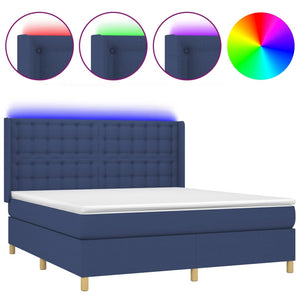 Letto a Molle con Materasso e LED Blu 160x200 cm in Tessuto 3139211