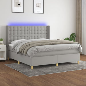 Letto a Molle Materasso e LED Grigio Chiaro 180x200 cm Tessuto 3139213