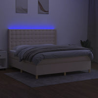 Letto a Molle con Materasso e LED Crema 180x200 cm in Tessuto 3139218