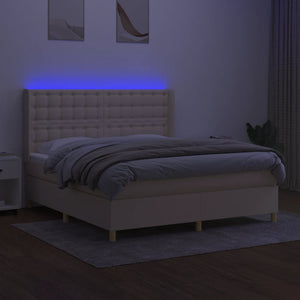 Letto a Molle con Materasso e LED Crema 180x200 cm in Tessuto 3139218