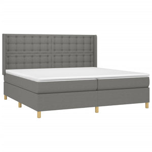 Letto a Molle Materasso e LED Grigio Scuro 200x200cm in Tessuto cod mxl 63457