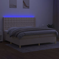 Letto a Molle Materasso e LED bianco 200x200cm in Tessuto cod mxl 59832