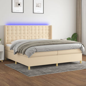 Letto a Molle Materasso e LED bianco 200x200cm in Tessuto cod mxl 59832