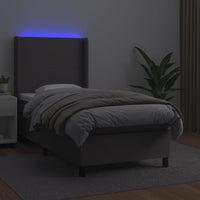 Giroletto Molle con Materasso e LED Grigio 90x190cm Similpelle 3139239