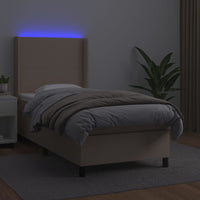 Giroletto Molle Materasso e LED Cappuccino 90x190 cm Similpelle 3139240