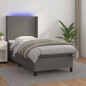 Giroletto Molle con Materasso e LED Grigio 90x200cm Similpelle 3139245