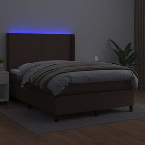 Giroletto Molle con Materasso e LED Marrone 140x190 cm 3139262