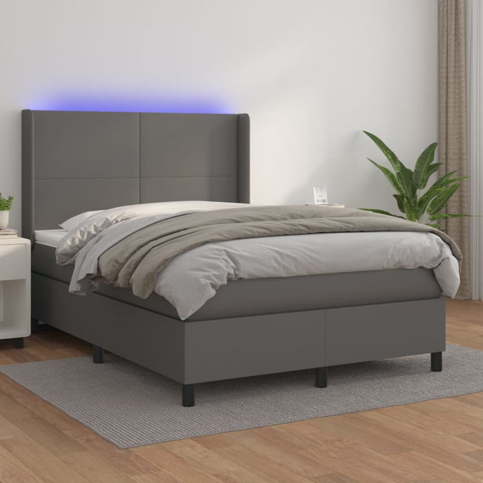 Giroletto Molle con Materasso e LED Grigio 140x190cm Similpelle 3139263