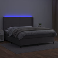 Giroletto Molle con Materasso e LED Grigio 160x200cm Similpellecod mxl 123534