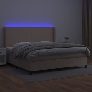 Giroletto Molle Materasso e LED Cappuccino 200x200cm Similpelle 3139288