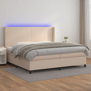 Giroletto Molle Materasso e LED Cappuccino 200x200cm Similpelle 3139288