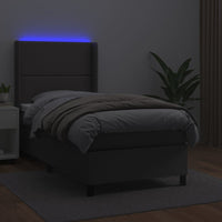 Giroletto Molle con Materasso e LED Grigio 90x190cm Similpelle 3139299