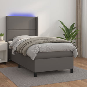 Giroletto Molle con Materasso e LED Grigio 90x190cm Similpelle 3139299