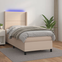 Giroletto Molle Materasso e LED Cappuccino 90x190 cm Similpelle 3139300