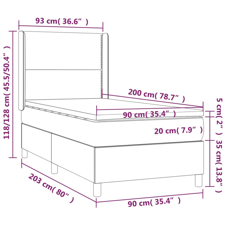 Giroletto Molle con Materasso e LED Bianco 90x200 cm Similpelle cod mxl 60425