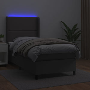 Giroletto Molle con Materasso e LED Grigio 100x200cm Similpelle 3139311