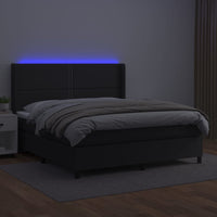 Giroletto a Molle con Materasso e LED Nero 160x200cm Similpelle 3139331