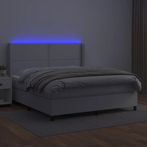 Giroletto Molle con Materasso e LED Bianco 160x200cm Similpelle 3139332